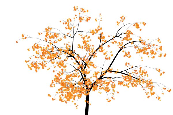 Осеннее дерево на прозрачном фоне