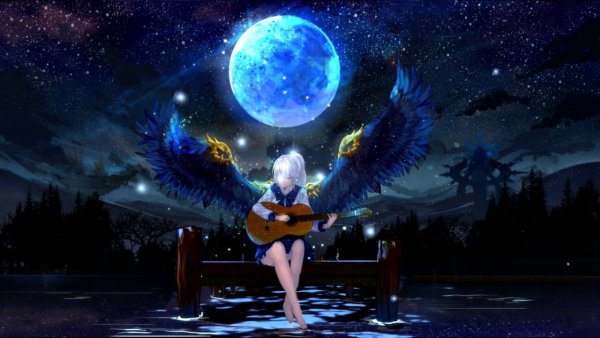 Луна девушка птицы