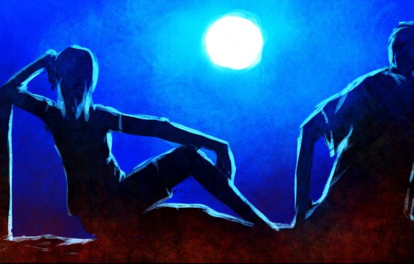 Парень и девушка ночью арт