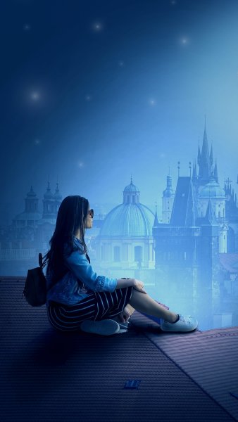 Девушка под луной