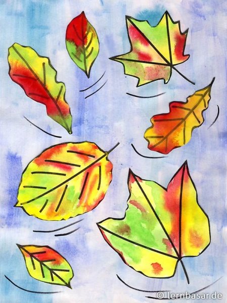 Рисование осени листьев