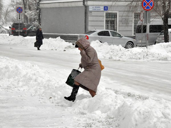 Пробирается через сугробы