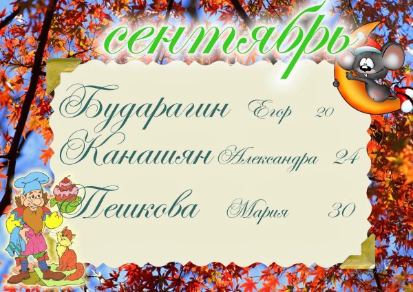 Именинники сентября