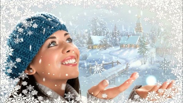 Зима девушка снежинки