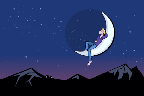 Мальчик сидит на Луне