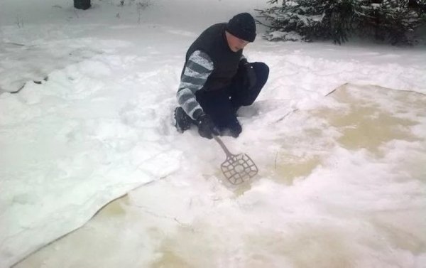Выбивать ковер на снегу