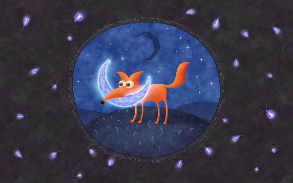 Лис на фоне Луны