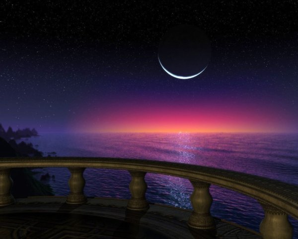 Ночь море Луна звезды