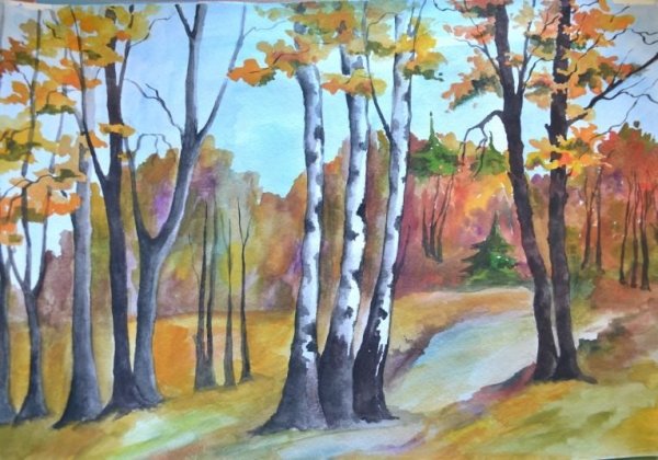 Осенний лес рисунок