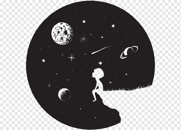 Силуэт сидит на Луне