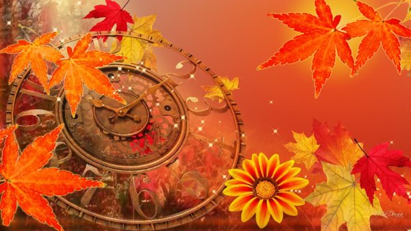 Осенние часы на красивом фоне