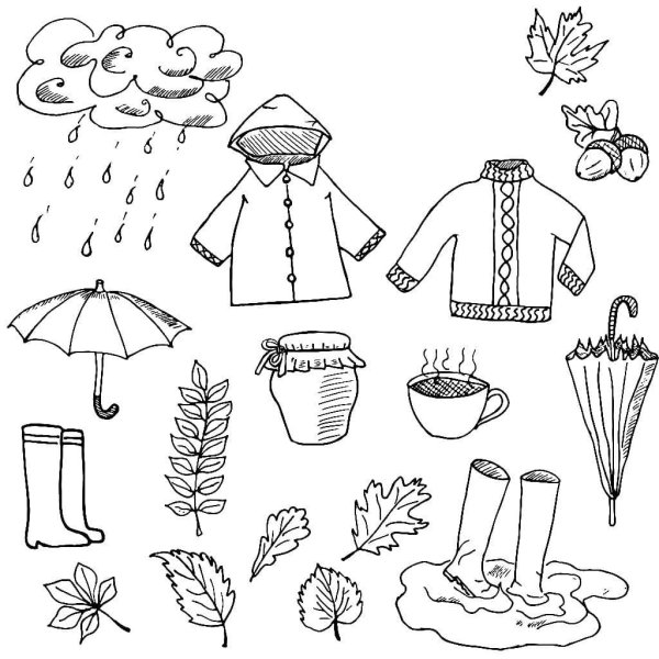 Раскраска осенняя одежда