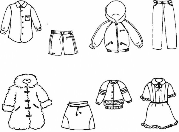 Раскраска зимняя одежда