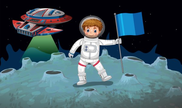 Космонавт на Луне для детей