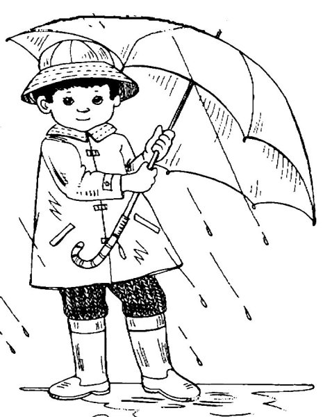 Мальчик с зонтиком раскраска