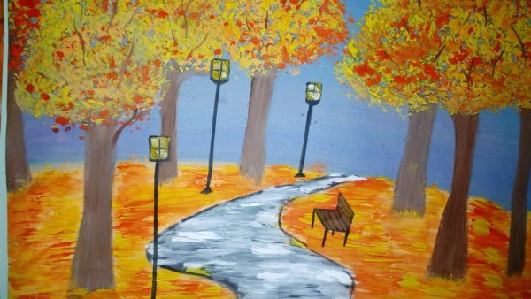 Рисунок красками на тему осень в детский сад – «Октябрьские мотивы» — пошаговый мастер-класс