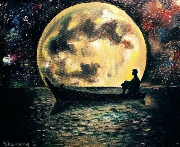Луна живопись маслом