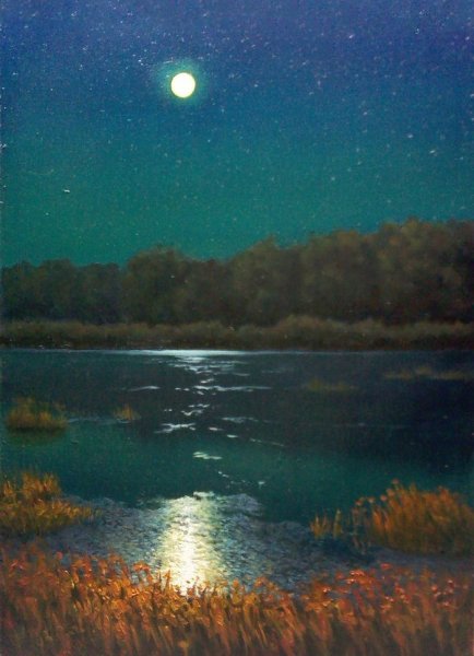 Ночной пейзаж маслом