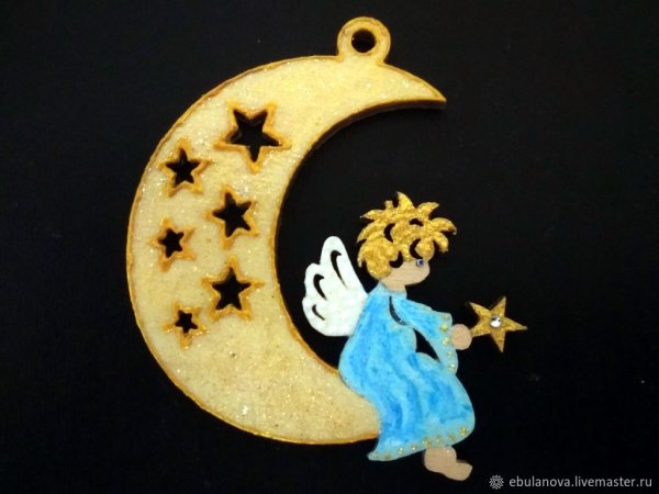 Игрушка на елку ангел на Луне