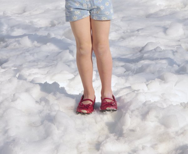 Ноги и туфли на снегу