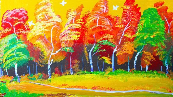 Рисование осенний лес