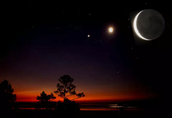 Венера и Луна на небе