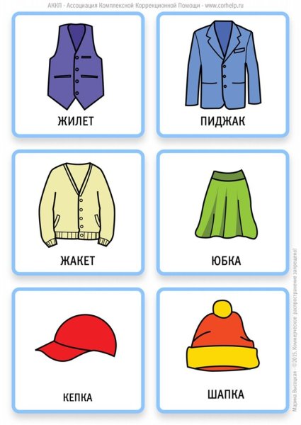Карточки одежда