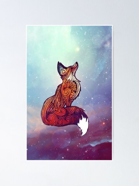 Лиса в разноцветных узорах