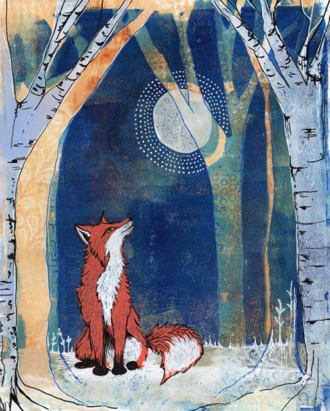 Лиса декоративная живопись