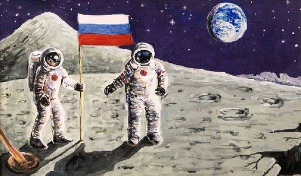 Космонавт с флагом