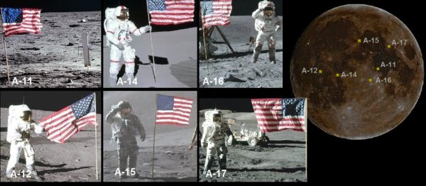 Флаг США на Луне в телескоп