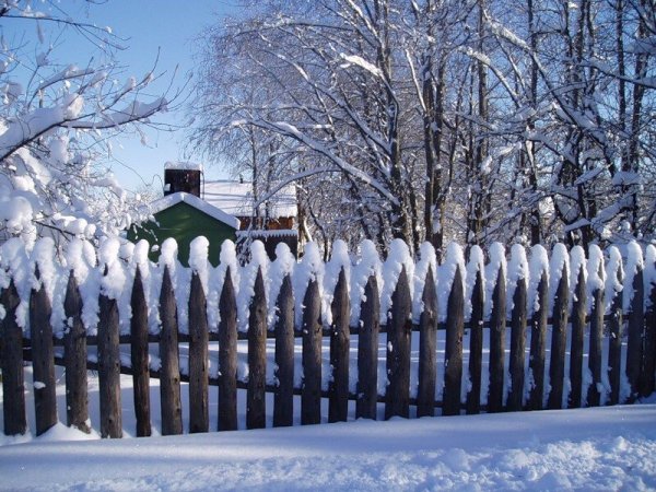 Забор в снегу