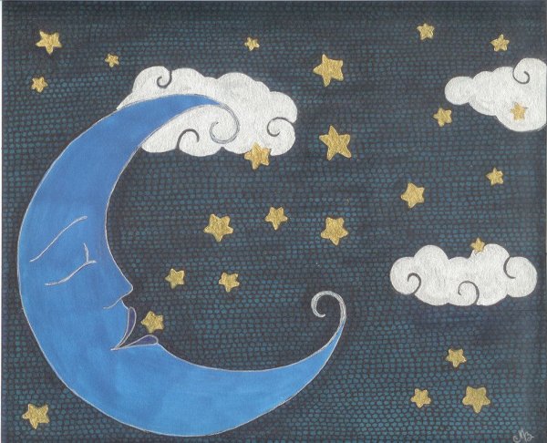 Аппликация Луна и звезды