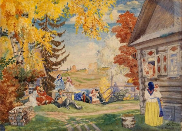 Борис Михайлович Кустодиев осень в деревне