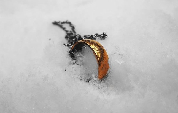 Обручальные кольца на снегу