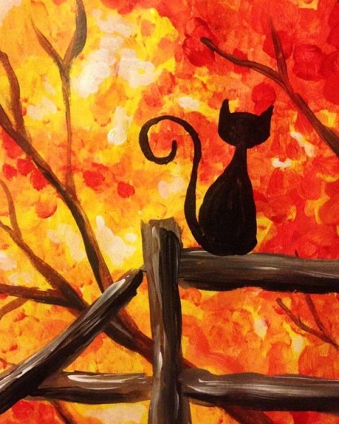 Осенний пейзаж с котом