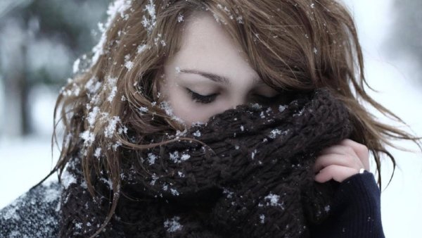 Девушки зима снег