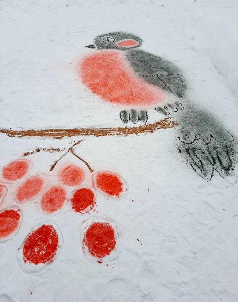 Рисование на снегу в детском саду