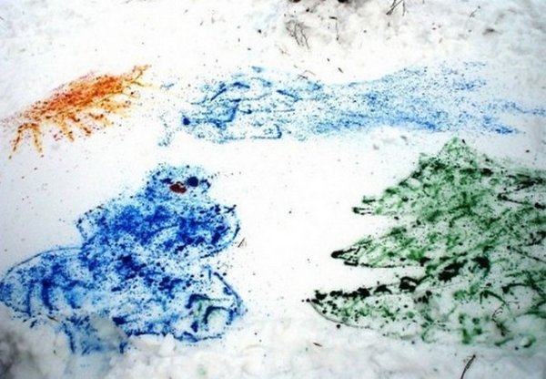 Живопись на снегу для детей