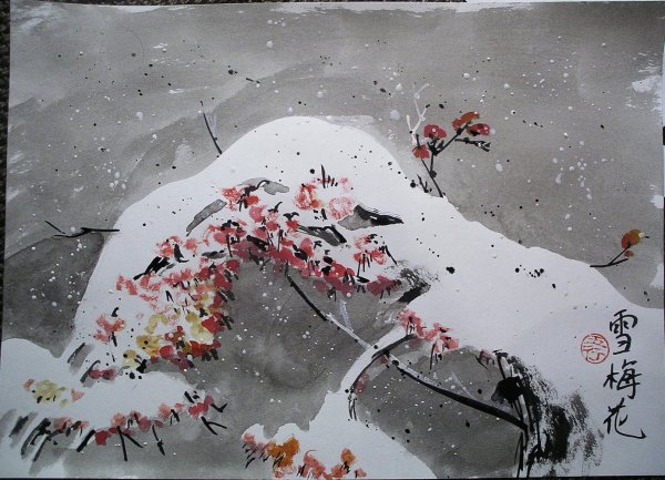 Японская живопись под снегом
