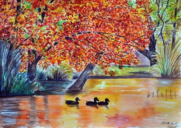 Рисование осеннего пейзажа