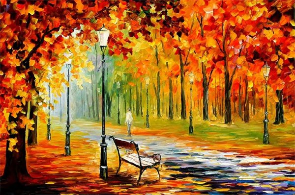 Леонид Афремов картины осень аллея