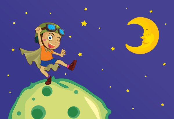 Мальчик на Луне иллюстрация