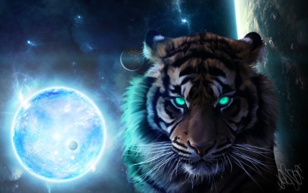 Тигр с зелеными глазами