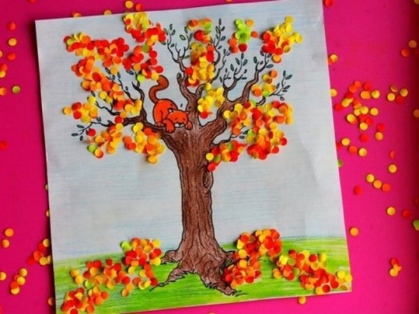 Объемная аппликация осеннее дерево