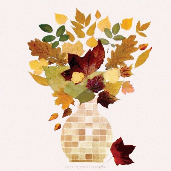 Натюрморт из листьев на бумаге