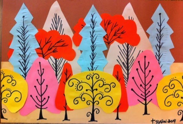 Осенняя аппликация из цветной бумаги