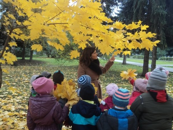 Дети на прогулке осенью