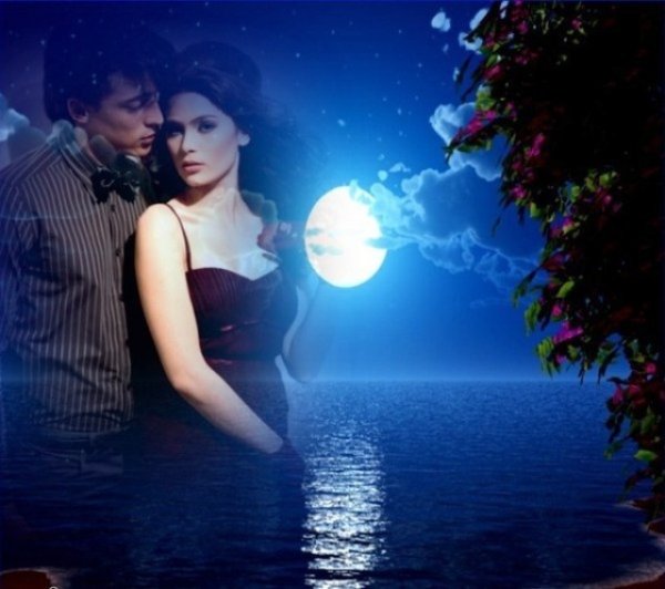 Лунная ночь и влюбленные