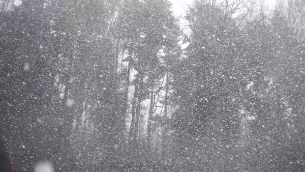 Снег падает большими хлопьями